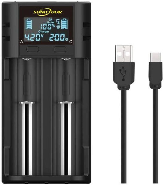 SUNLYTOUR 21700 Ladegerät LCD Display für 21700 18650 26650 AA AAA Batterien mit Ladestromumschaltung