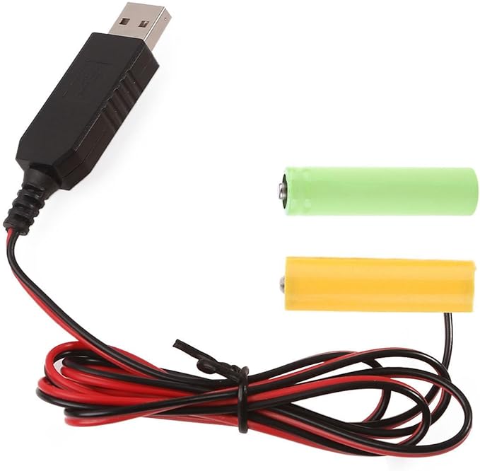 TTTLLNN USB 5V2A auf 3V Batterie-Eliminator für 2x1,5V LR6 AA Fernbedienung Spielzeug Taschenrechner
