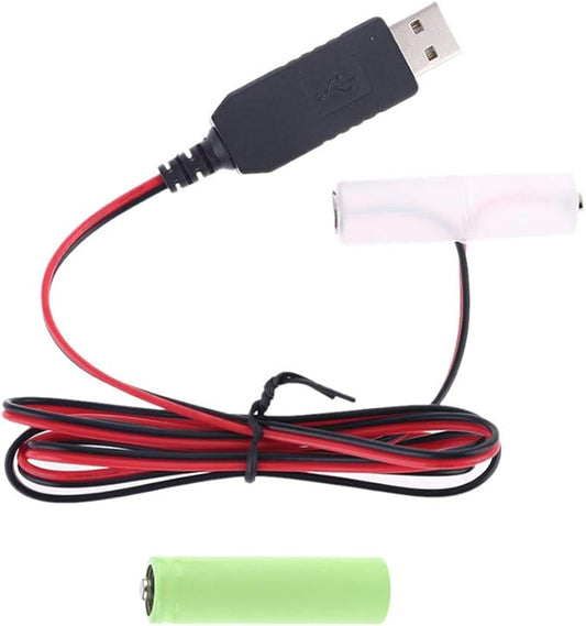 Cenifin USB-Batterie-Eliminator für 1-4 AA-Batterien, 1,5V-6V Ausgang, 100 cm Kabel, Netzteil-Adapter