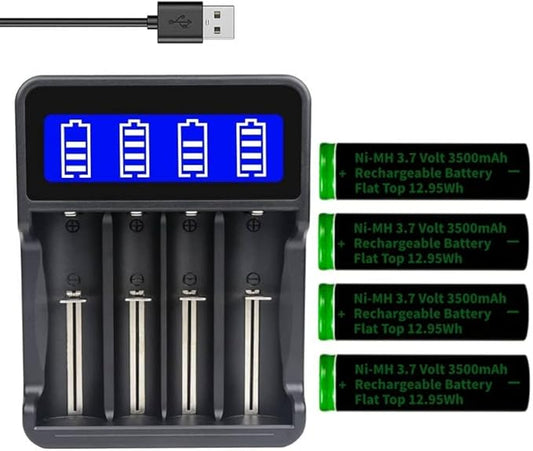 Minifun LLC 18650 Batterieladegerät mit 4x Ni-MH Akkus 3,7V 3500mAh & Temperaturschutz für 18650/21700/26650