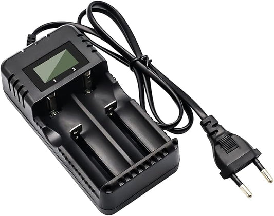 Gbformat LCD-Akkuladegerät Intelligente Schnellladung 2-Steckplätze Kompatibel mit 3,7V Li-Ion-Akkus 26650/18650/14500/16340