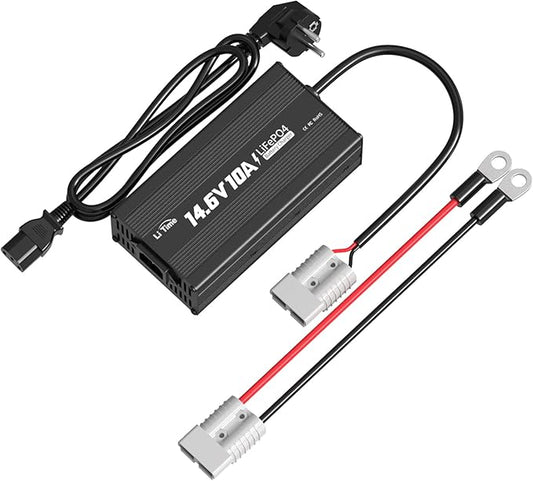LiTime 12V 10A LiFePO4 Batterieladegerät mit Anderson-Anschluss, LED-Anzeige und 0V-Ladefunktion für Auto, LKW, Boot, Wohnmobil
