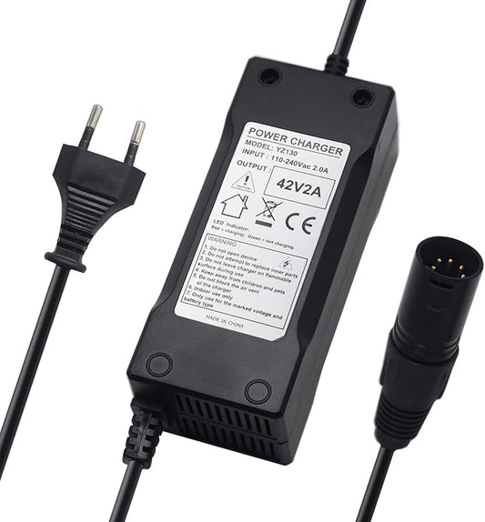 Abakoo YZ130 42V 2A Ladegerät für Pedelec Akkus mit 5-Pole-XLR Stecker, 84W, LED-Ladeanzeige