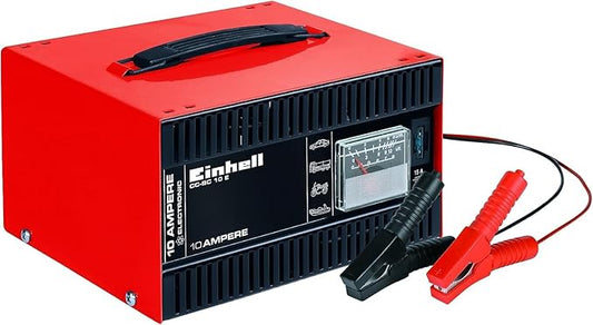 Einhell Batterie-Ladegerät CC-BC 10 E 12V für 5-200 Ah mit Ladeelektronik, Polzangen & Schutzfunktionen – 1050821