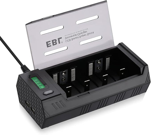 Nein Auslaufartikel (Produktion durch EBL 6908ER Universal Akku Ladegerät für AA/AAA/C/D/9V NiMH/NiCD Batterien & USB Geräte mit LCD Display