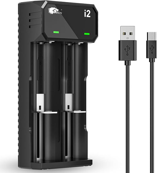 Hunan Aimeiren New Energy Co., Ltd. Hunan Aimeiren IMREN 18650 Ladegerät, 2 Slots Schnellladung 1000mA für Li-ION 3,7V Akkus mit USB-C Kabel