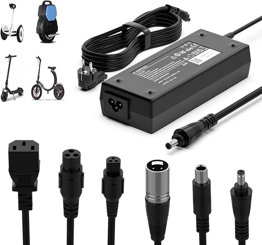 shefor 42V 2A E-Scooter Ladegerät mit 6 Anschlüssen für Elektroroller, Hoverboard & E-Bikes, 100-240V AC – BRJ90420200