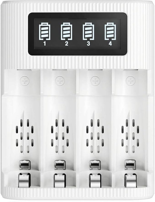 EBL LCD Akku Ladegerät 2020 für AA AAA Batterien mit Micro USB & Type C, 2 Ports, 500mA pro Slot