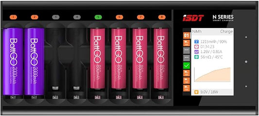 Nein Auslaufartikel (Produktion durch ISDT N8 Universal LCD Batterieladegerät mit 8 Steckplätzen für AA/AAA NiMH NiCd Li-Ion LiHv LiFePO4 Akkus