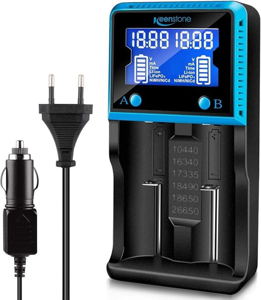 Keenstone 18650 Universal Ladegerät mit LCD Display für Li-Ion Ni-MH Ni-CD AA AAA 26650