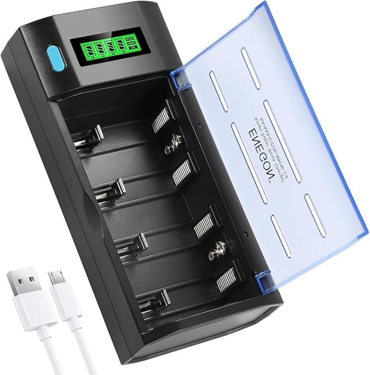 DONGGUAN KING POWER DIGITAL TECHNOLOGY CO.,LTD DONGGUAN KING POWER ENEGON Batterie Ladegerät Universal für AA/AAA/C/D/9V NiMH/NiCD Akkus mit LCD Display, Schnellladung & Entladefunktion
