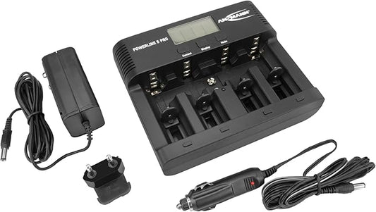 Nein Auslaufartikel (Produktion durch Ansmann Powerline 5 Pro Ladegerät für NiMH/NiCd Akkus mit LCD-Display, Mikroprozessor-Technologie und 12V KFZ-Adapter
