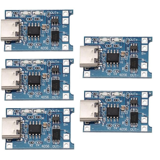Heevhas 18650 Lithium-Akku Lademodul 5V 1A Typ-C USB mit Überladung & Temperaturschutz (5 Stück)