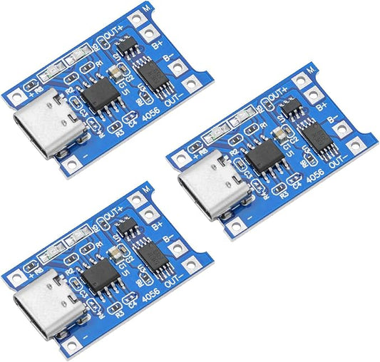 AZDelivery 3 X TP4056 Batterieladungsmodul - USB Typ C, Schutzschaltung, LED-Anzeigen - Unentbehrlich für Ihre Li-Ion oder LiPo Einzelzellenbatterien