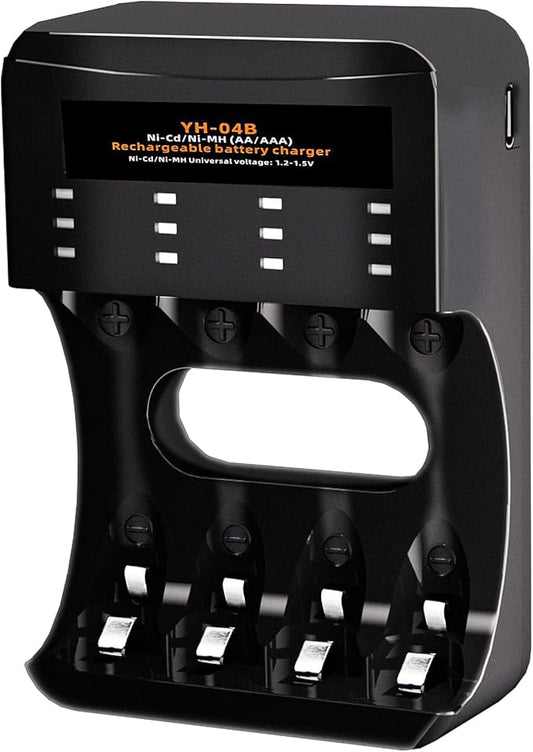 Shantou Xinyihang Electronics Co.LTD Shantou Xinyihang 2024 Smart Ladegerät für AA/AAA Ni-MH Ni-CD Akkus, 4-fach USB mit Schutzfunktionen