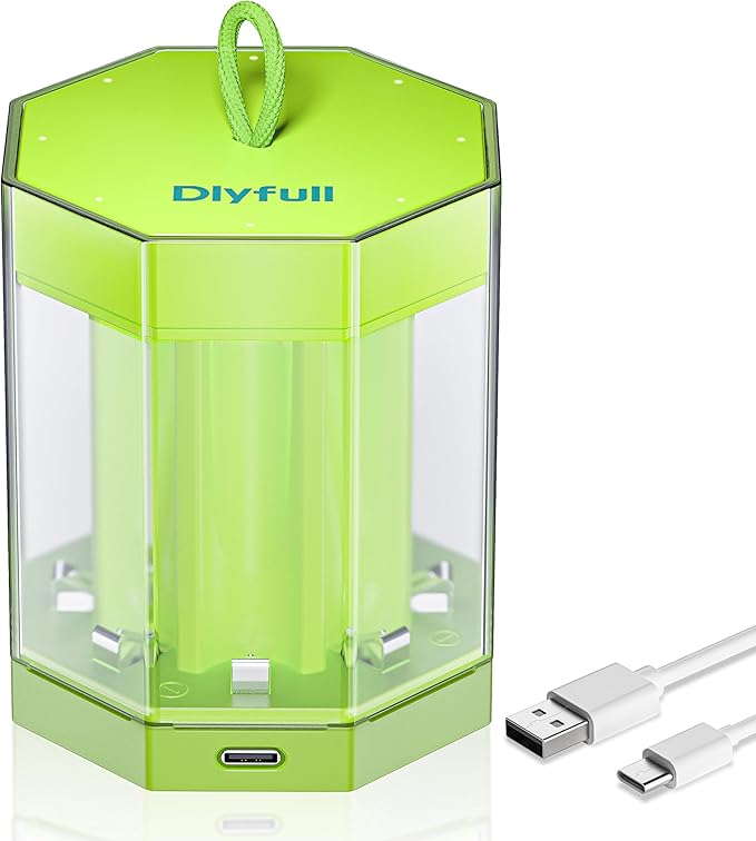 Dlyfull Ladegerät Batterien AAA AA, 8 Fach Akku Ladegerät für NI-MH/NI-CD Mignon AA und Micro AAA mit LED Anzeige, 5V/2A USB-C Schnell Batterieladegerät für Wiederaufladbaren Batterien (Grün)