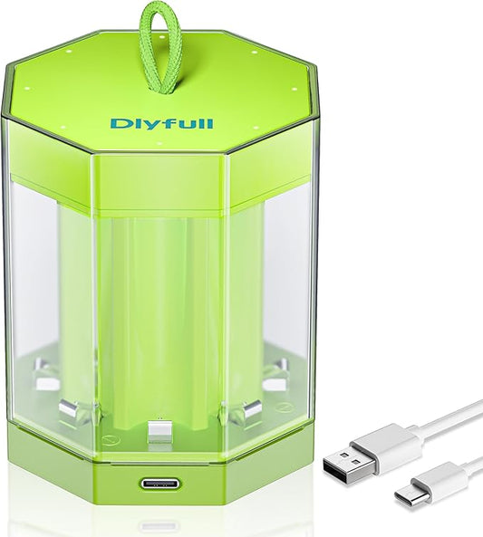 Dlyfull Ladegerät Batterien AAA AA, 8 Fach Akku Ladegerät für NI-MH/NI-CD Mignon AA und Micro AAA mit LED Anzeige, 5V/2A USB-C Schnell Batterieladegerät für Wiederaufladbaren Batterien (Grün)