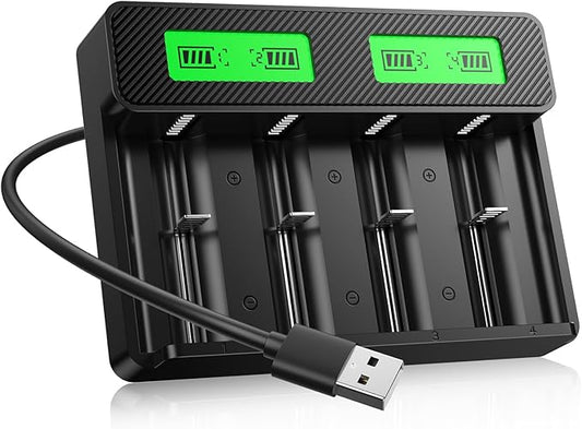 HiQuick 18650 Akku Ladegerät Smart Universal LCD mit 4 Schächten für Li-Ion & Ni-MH AA AAA C D 21700 26650 Typ-C