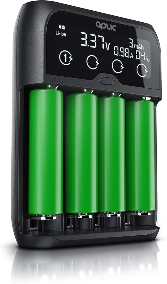 CSL-Computer Universal Batterie Ladegerät für Li-ion, Ni-MH, Ni-Cd, LiFePo4 Akkus 18650 AA AAA mit LCD Display und Typ-C Eingang – B07VWBLS4