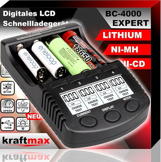 Nein Auslaufartikel (Produktion durch Kraftmax BC-4000 EXPERT Universal Akku Ladegerät mit SMART Li-Ion Technologie und Innenwiderstandsmessung für Lithium- und NiMH-Akkus