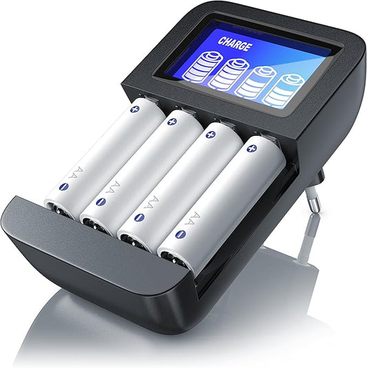 Nein Auslaufartikel (Produktion durch CSL Universal Akku Ladegerät für AA/AAA NiMH, 4-fach Ladeschächte, LCD-Display, mikroprozessorgesteuert, 302759