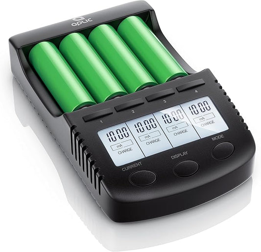 Nein Auslaufartikel (Produktion durch CSL Power Akku-Ladegerät 302145 - Universale Ladestation für AA AAA 18650 Akkus mit LCD-Display & USB-Port