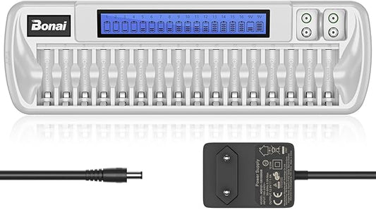 BONAI VIP-1680C Akku Ladegerät 18 Slot Universal LCD Smart Ladegerät für AA AAA 9V Block NI-MH/NI-CD