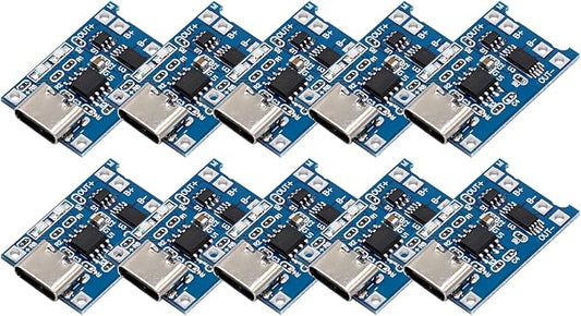 ARCELI 8211- 10 Stück 18650 Lithium-Akku-Lademodul Typ-C USB 5V 1A mit Doppelschutz & Ladestatus-LED
